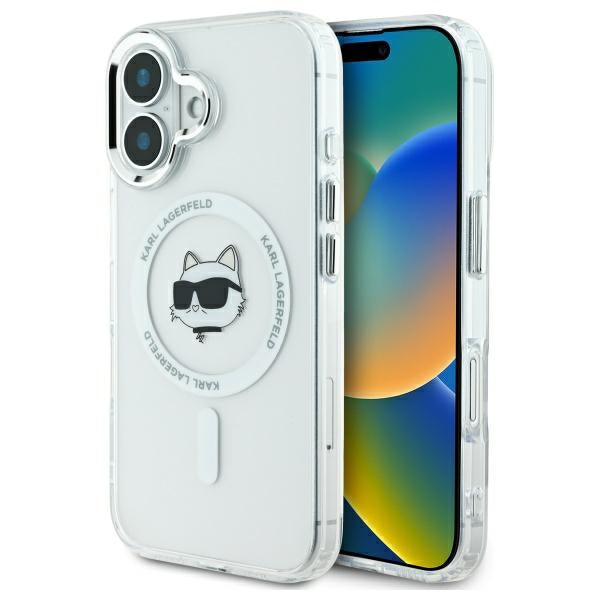 Futrola MagSafe za Apple iPhone 16, Karl Lagerfeld, IML Metal Choupette's Head, Bela