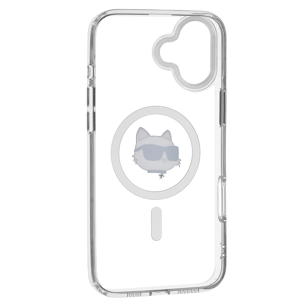 Futrola MagSafe za Apple iPhone 16, Karl Lagerfeld, IML Metal Choupette's Head, Bela