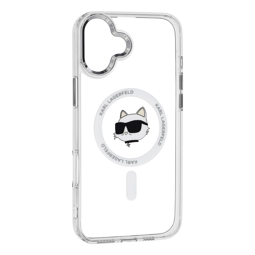 Futrola MagSafe za Apple iPhone 16, Karl Lagerfeld, IML Metal Choupette's Head, Bela