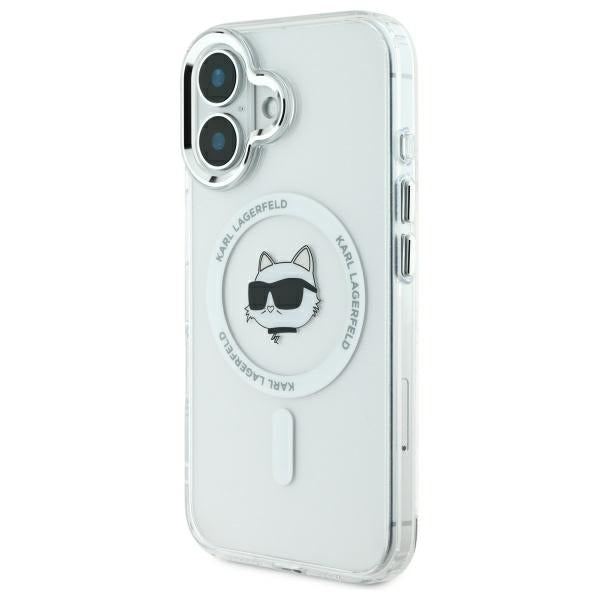 Futrola MagSafe za Apple iPhone 16, Karl Lagerfeld, IML Metal Choupette's Head, Bela