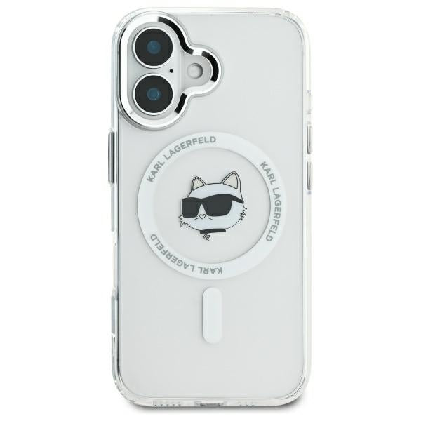 Futrola MagSafe za Apple iPhone 16, Karl Lagerfeld, IML Metal Choupette's Head, Bela