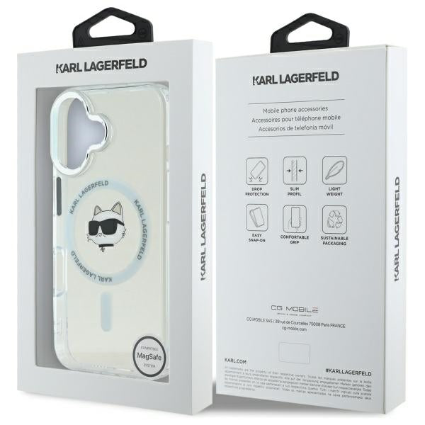 Futrola MagSafe za Apple iPhone 16, Karl Lagerfeld, IML Metal Choupette's Head, Bela