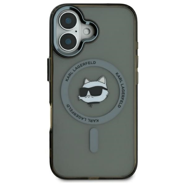 Futrola MagSafe za Apple iPhone 16, Karl Lagerfeld, IML Metal Choupette's Head, Crna