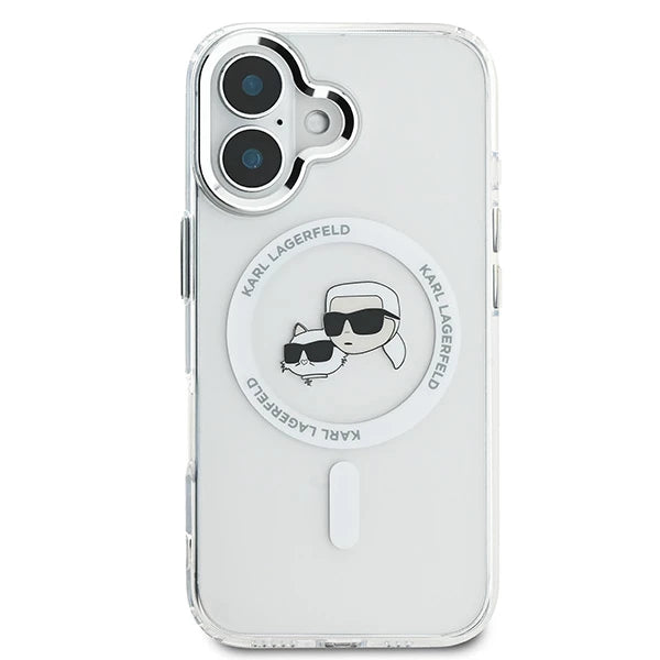 Futrola MagSafe za Apple iPhone 16, Karl Lagerfeld, IML Metal Karl & Choupette's Heads, Bela