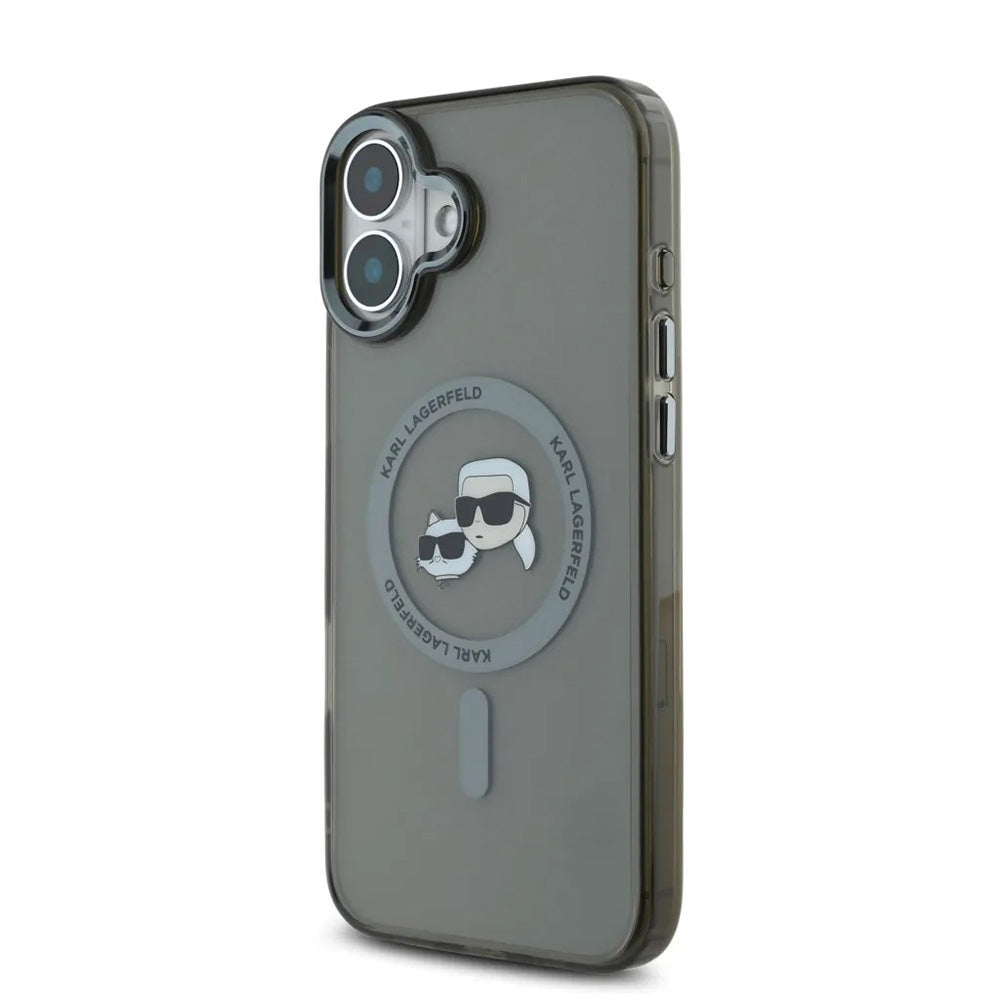 Futrola MagSafe za Apple iPhone 16, Karl Lagerfeld, IML Metal Karl & Choupette's Heads, Crna