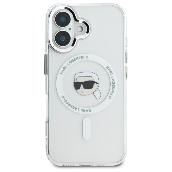 Futrola MagSafe za Apple iPhone 16, Karl Lagerfeld, IML Metal Karl's Head, Bela
