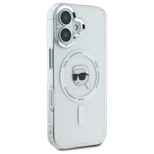 Futrola MagSafe za Apple iPhone 16, Karl Lagerfeld, IML Metal Karl's Head, Bela