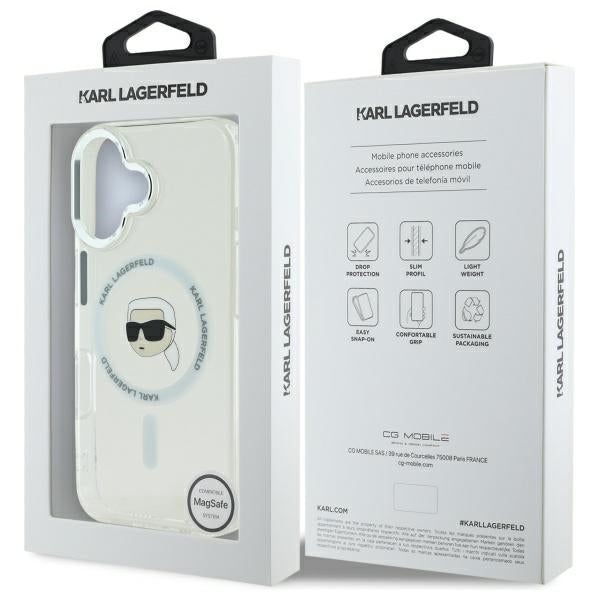 Futrola MagSafe za Apple iPhone 16, Karl Lagerfeld, IML Metal Karl's Head, Bela