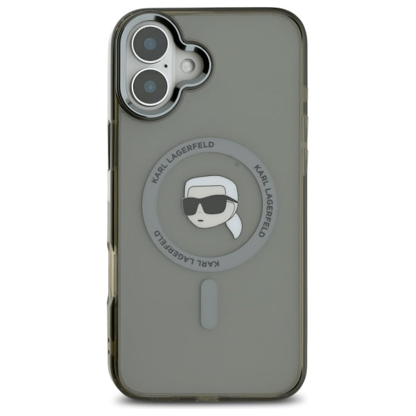 Futrola MagSafe za Apple iPhone 16, Karl Lagerfeld, IML Metal Karl's Head, Crna