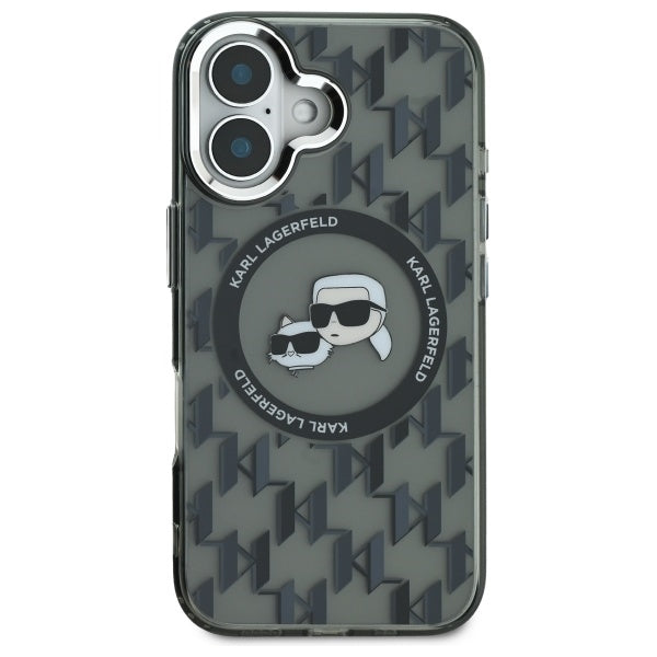 Futrola MagSafe za Apple iPhone 16, Karl Lagerfeld, IML Monogram Karl & Choupette's Heads, Crna