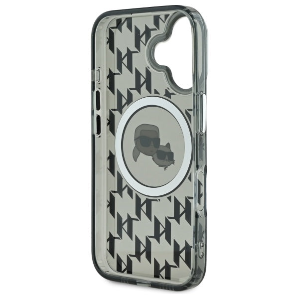 Futrola MagSafe za Apple iPhone 16, Karl Lagerfeld, IML Monogram Karl & Choupette's Heads, Crna