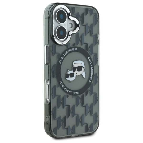 Futrola MagSafe za Apple iPhone 16, Karl Lagerfeld, IML Monogram Karl & Choupette's Heads, Crna
