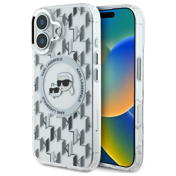 Futrola MagSafe za Apple iPhone 16, Karl Lagerfeld, IML Monogram Karl & Choupette's Heads, Transparentna