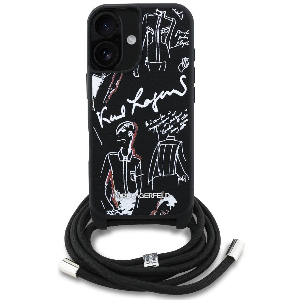 Futrola MagSafe za Apple iPhone 16, Karl Lagerfeld, Saffiano Crossbody, Crna