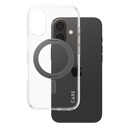 Futrola MagSafe za Apple iPhone 16, PanzerGlass, Care Feature Kickstand, Crna Transparentna