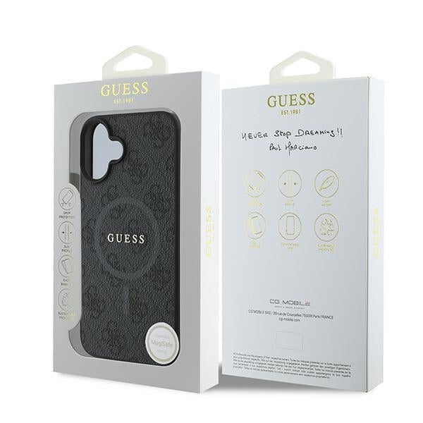 Futrola MagSafe za Apple iPhone 16 Plus, Guess, 4G Ring Classic Logo, Crna
