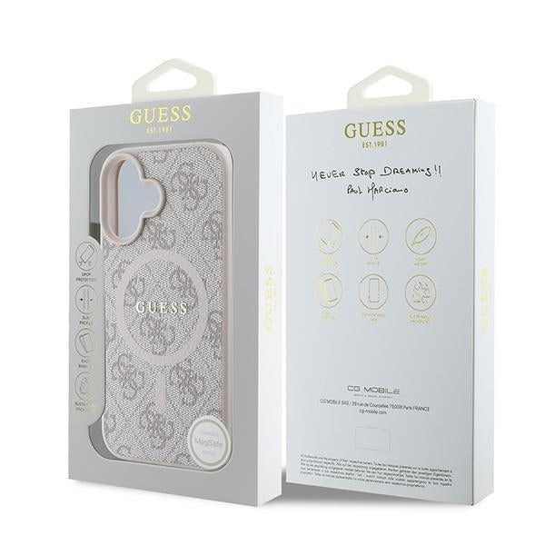 Futrola MagSafe za Apple iPhone 16 Plus, Guess, 4G Ring Classic Logo, Roze