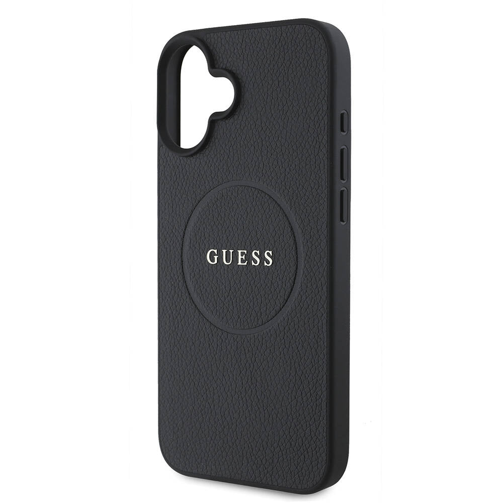 Futrola MagSafe za Apple iPhone 16 Plus, Guess, Grained Gold Ring, Crna