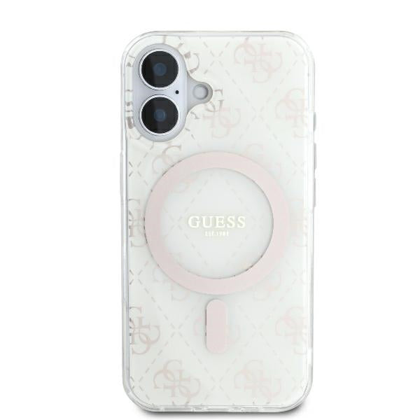 Husa MagSafe za Apple iPhone 16 Plus, Guess, IML 4G Background, Bela