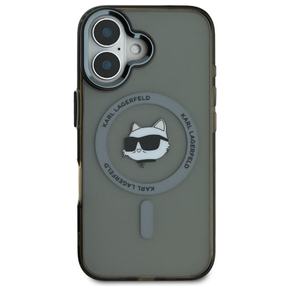 Husa MagSafe za Apple iPhone 16 Plus, Karl Lagerfeld, IML Metal Choupette's Head, Crna