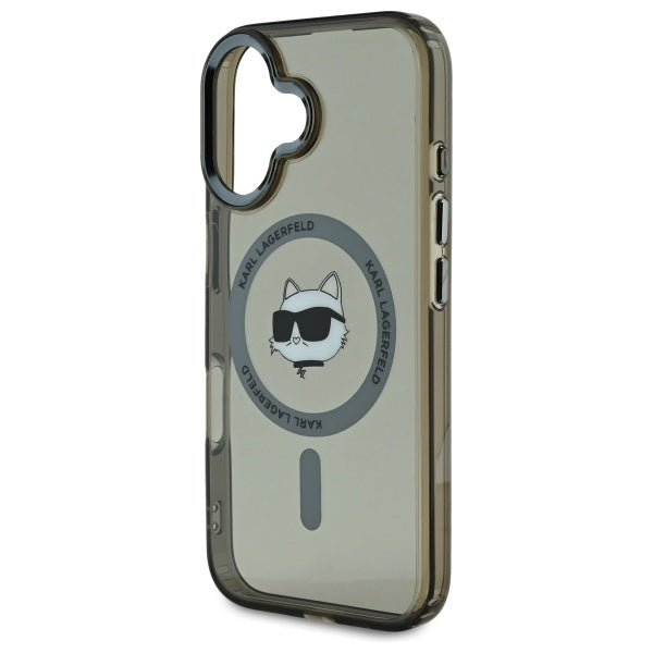 Husa MagSafe za Apple iPhone 16 Plus, Karl Lagerfeld, IML Metal Choupette's Head, Crna