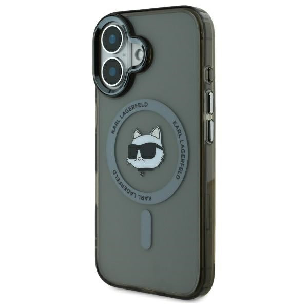 Husa MagSafe za Apple iPhone 16 Plus, Karl Lagerfeld, IML Metal Choupette's Head, Crna
