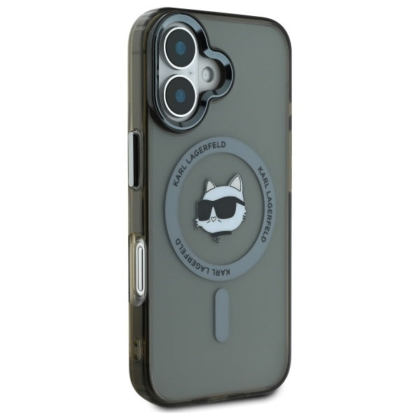 Husa MagSafe za Apple iPhone 16 Plus, Karl Lagerfeld, IML Metal Choupette's Head, Crna