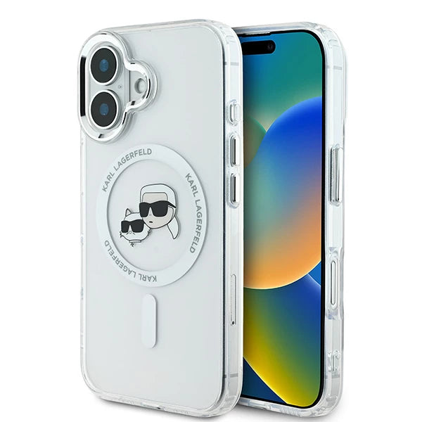 Futrola MagSafe za Apple iPhone 16 Plus, Karl Lagerfeld, IML Metal Karl & Choupette's Heads, Bela
