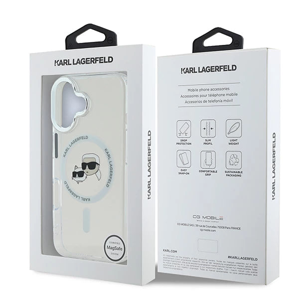 Futrola MagSafe za Apple iPhone 16 Plus, Karl Lagerfeld, IML Metal Karl & Choupette's Heads, Bela