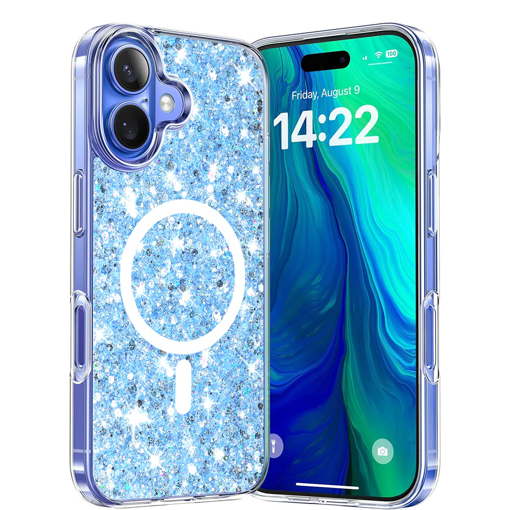 MagSafe futrola za Apple iPhone 16 Plus, Techsuit, Sparkly Glitter, Plava