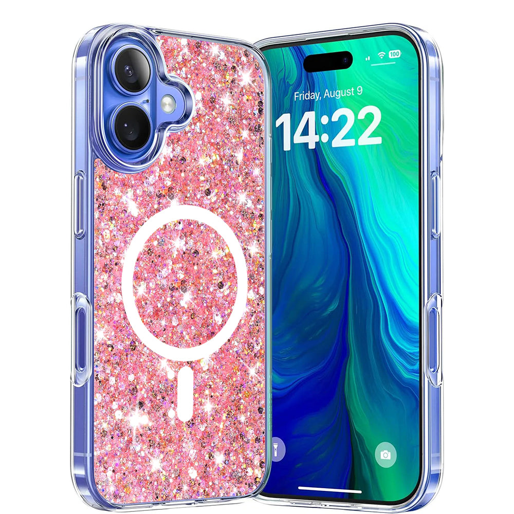 MagSafe futrola za Apple iPhone 16 Plus, Techsuit, Sparkly Glitter, Roze