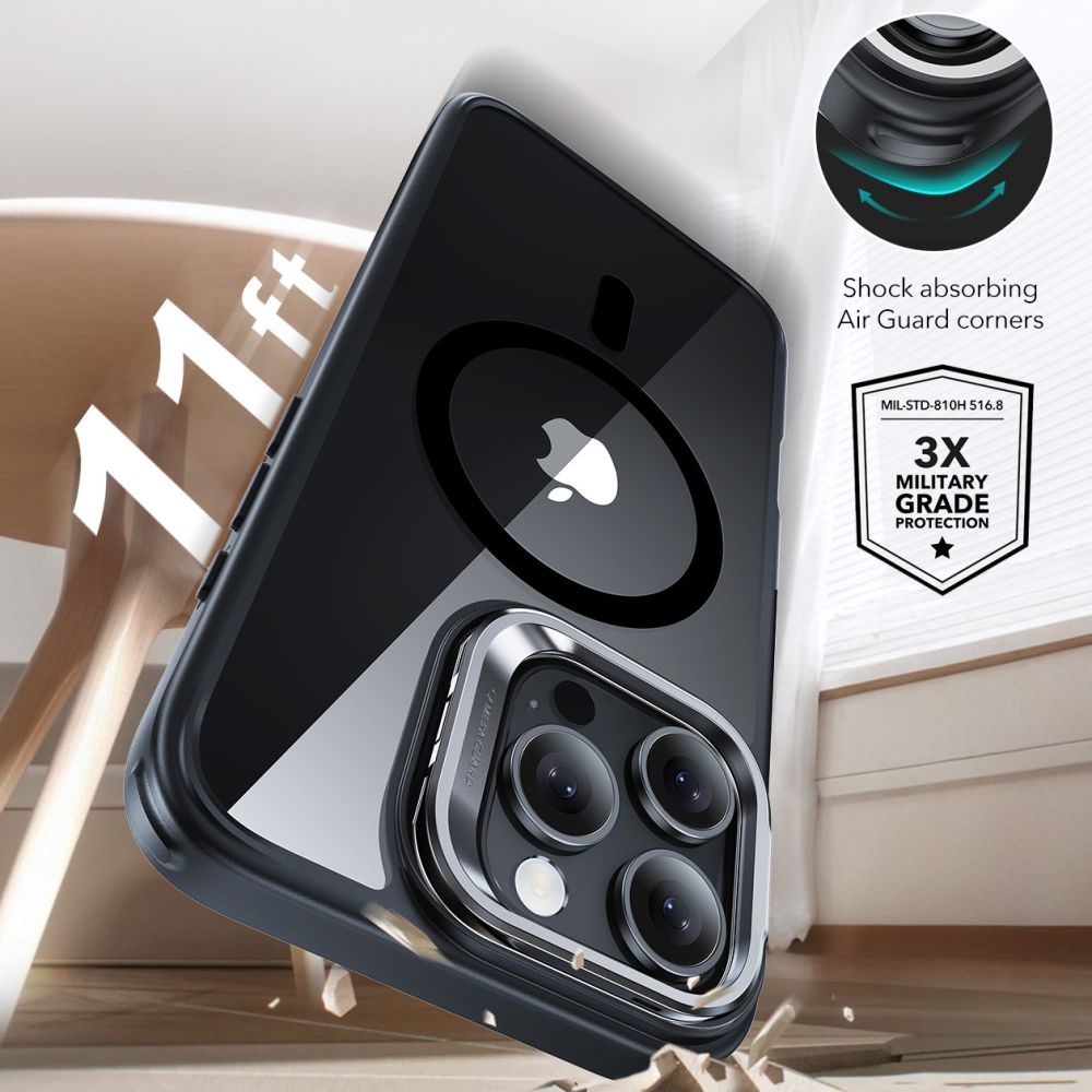 Husa MagSafe za Apple iPhone 16 Pro, ESR, Classic Hybrid Kickstand sa zaštitnikom ekrana, Crna Transparentna