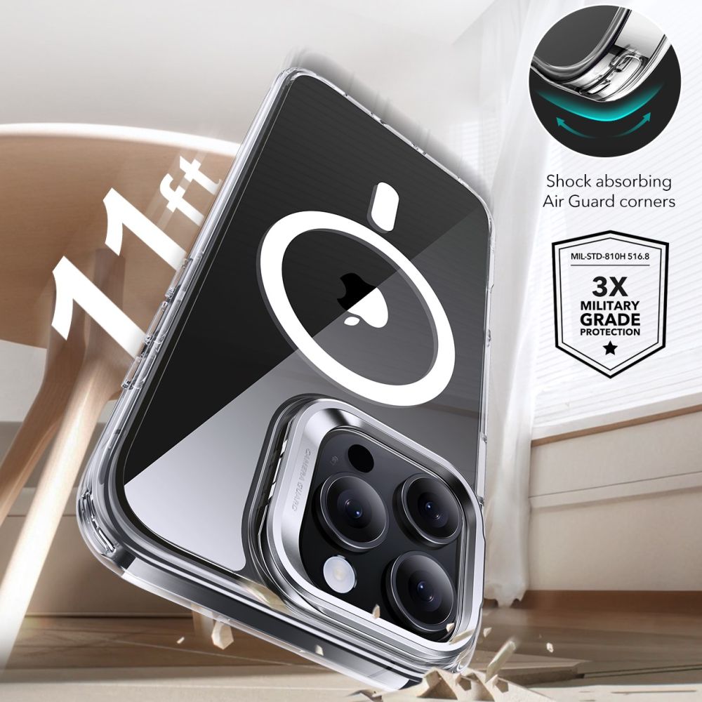 Husa MagSafe za Apple iPhone 16 Pro, ESR, Classic Hybrid Kickstand sa zaštitnikom ekrana, Transparentna