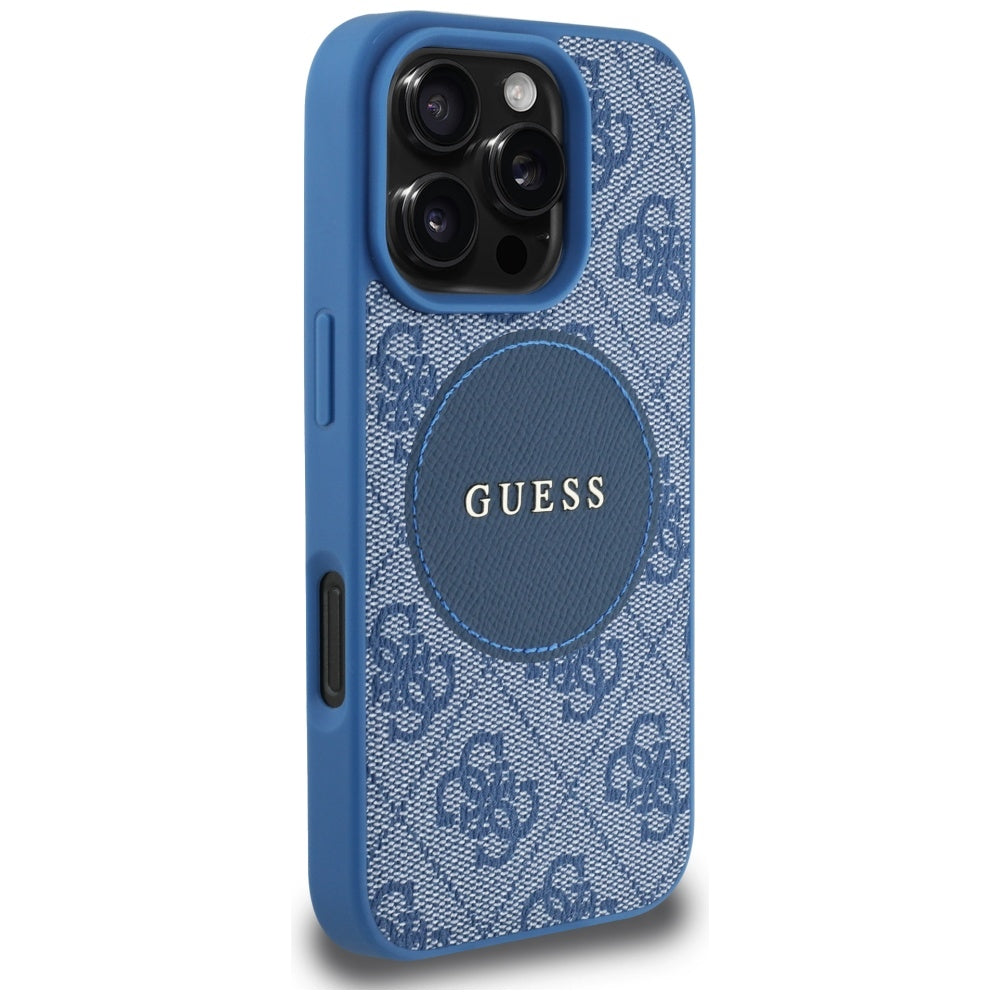 Futrola MagSafe za Apple iPhone 16 Pro, Guess, 4G Circle Classic Logo, Plava