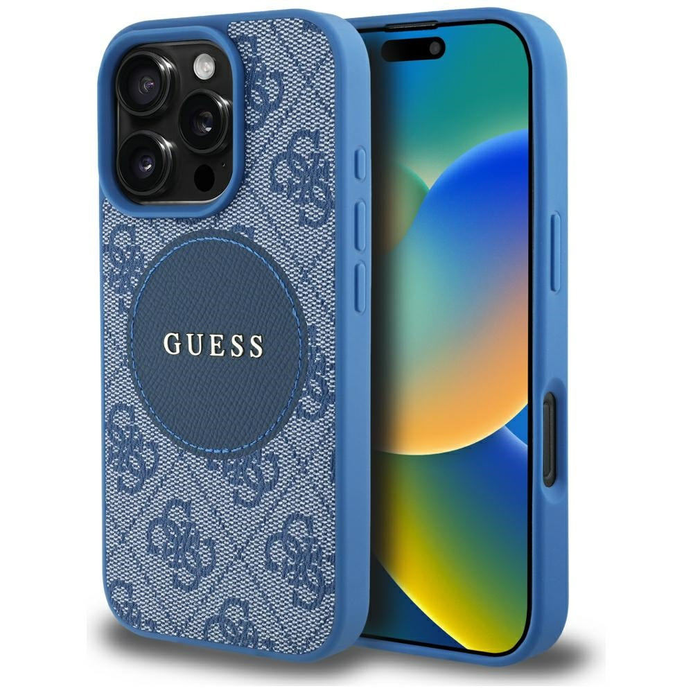 Futrola MagSafe za Apple iPhone 16 Pro, Guess, 4G Circle Classic Logo, Plava