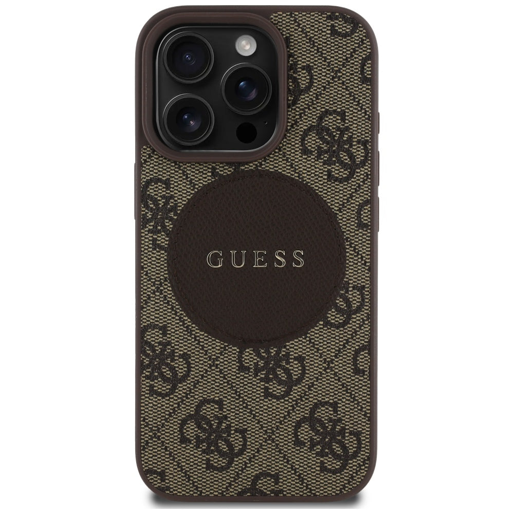 Futrola MagSafe za Apple iPhone 16 Pro, Guess, 4G Circle Classic Logo, Braon
