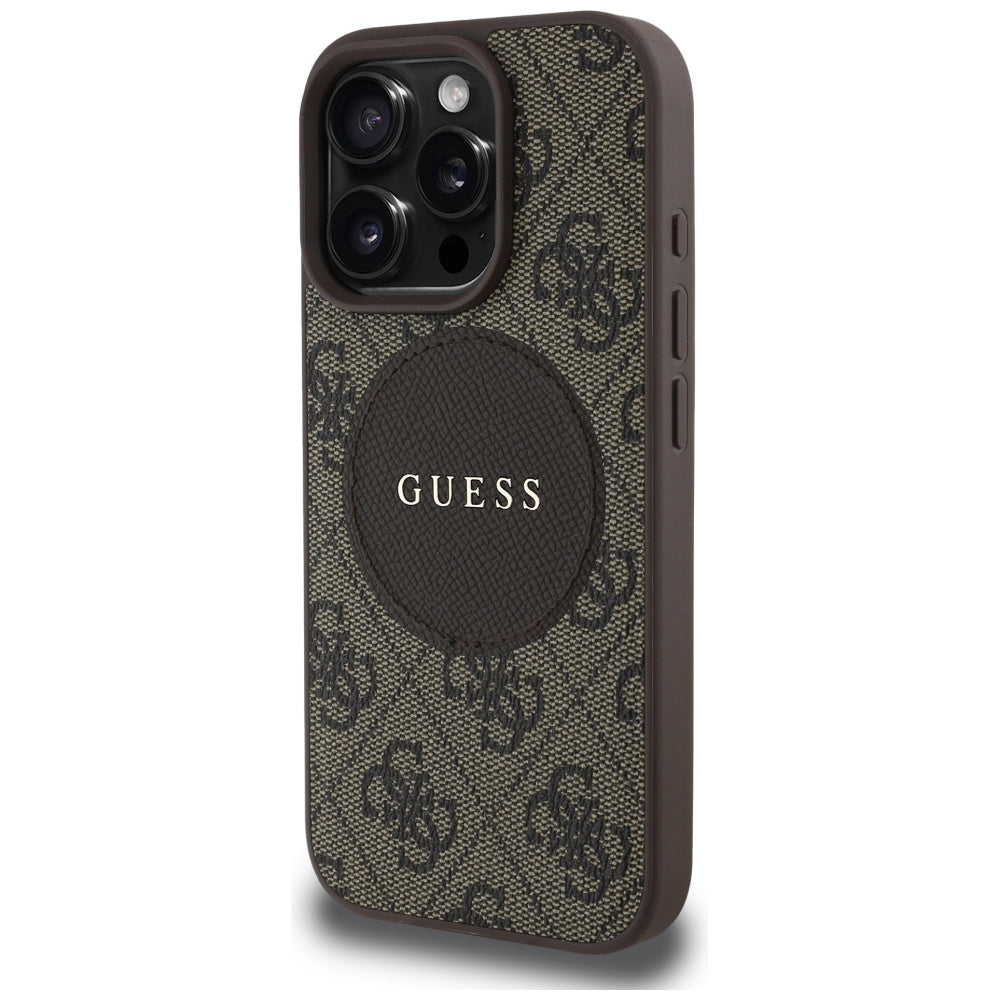 Futrola MagSafe za Apple iPhone 16 Pro, Guess, 4G Circle Classic Logo, Braon