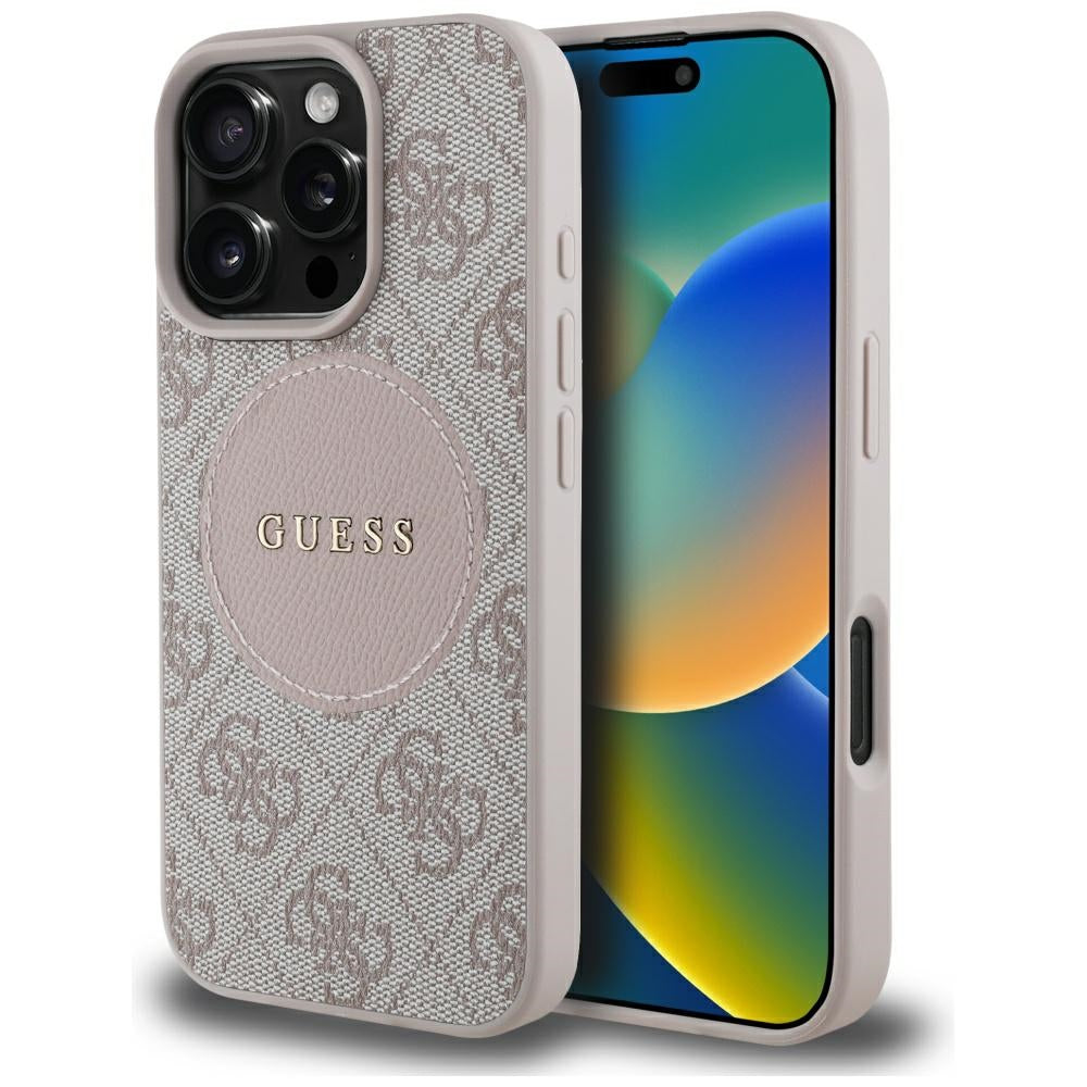 Futrola MagSafe za Apple iPhone 16 Pro, Guess, 4G Circle Classic Logo, Roze