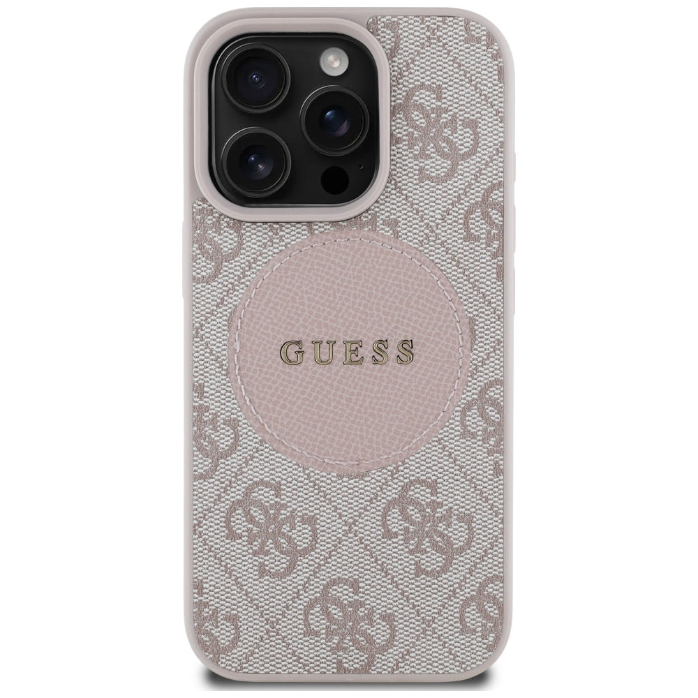 Futrola MagSafe za Apple iPhone 16 Pro, Guess, 4G Circle Classic Logo, Roze