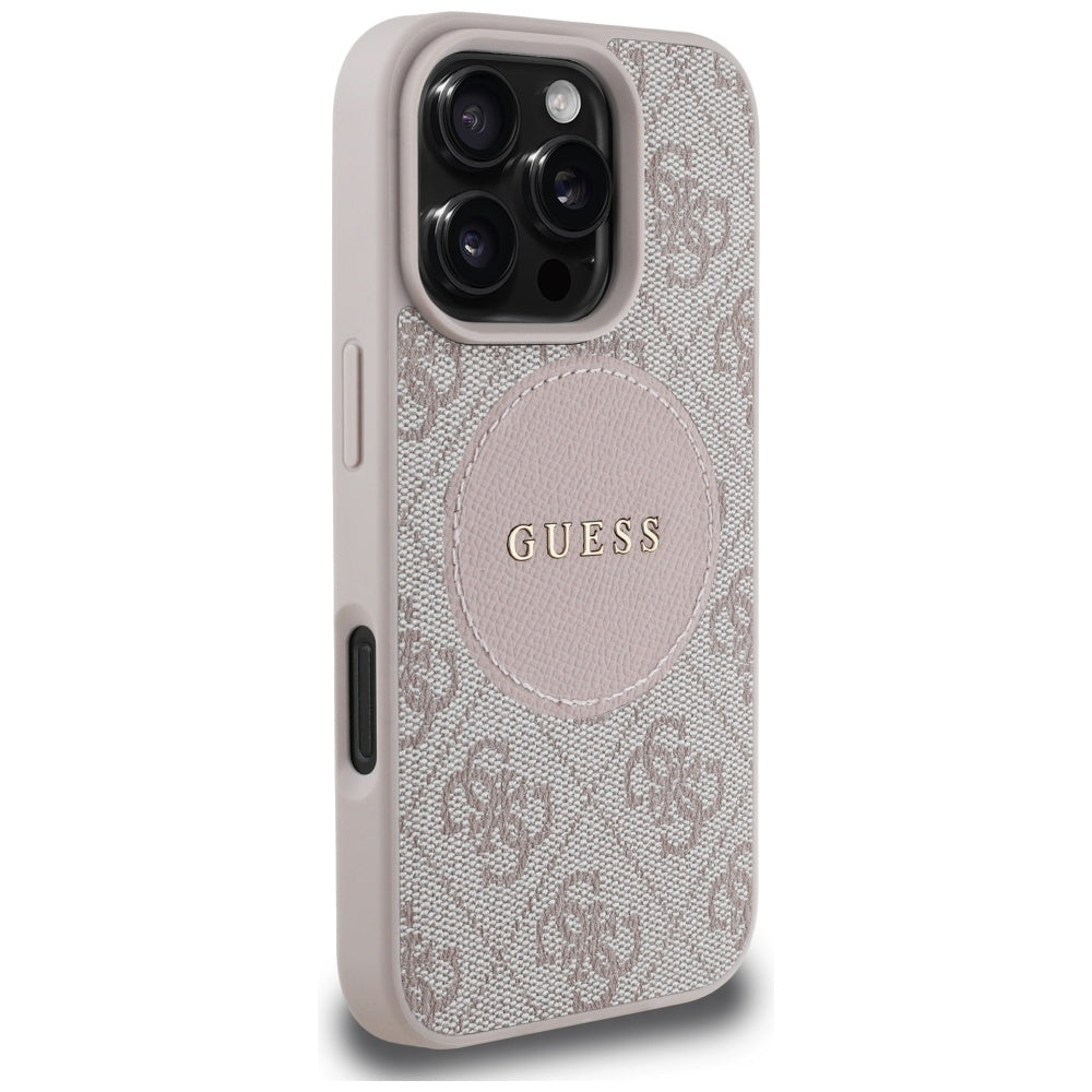 Futrola MagSafe za Apple iPhone 16 Pro, Guess, 4G Circle Classic Logo, Roze