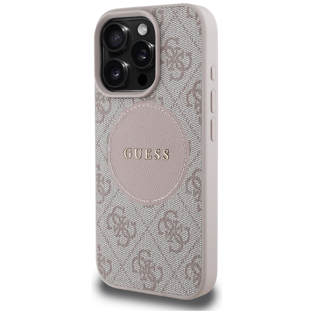 Futrola MagSafe za Apple iPhone 16 Pro, Guess, 4G Circle Classic Logo, Roze