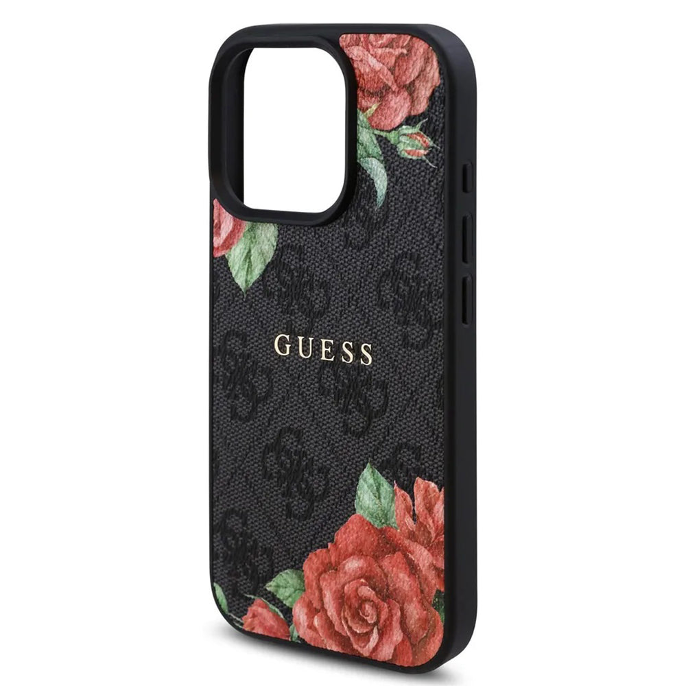 Futrola MagSafe za Apple iPhone 16 Pro, Guess, 4G Flowers Print, Crna