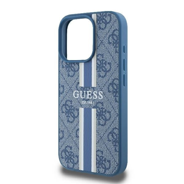 Futrola MagSafe za Apple iPhone 16 Pro, Guess, 4G Printed Stripes, Plava