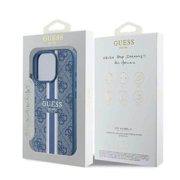 Futrola MagSafe za Apple iPhone 16 Pro, Guess, 4G Printed Stripes, Plava