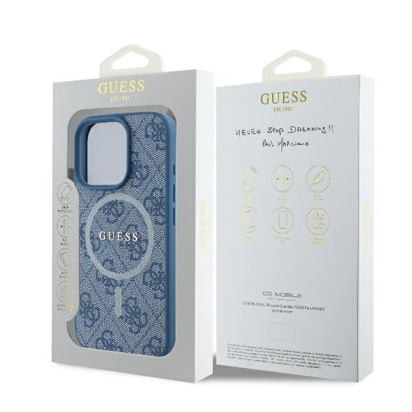 Futrola MagSafe za Apple iPhone 16 Pro, Guess, 4G Ring Classic Logo, Plava