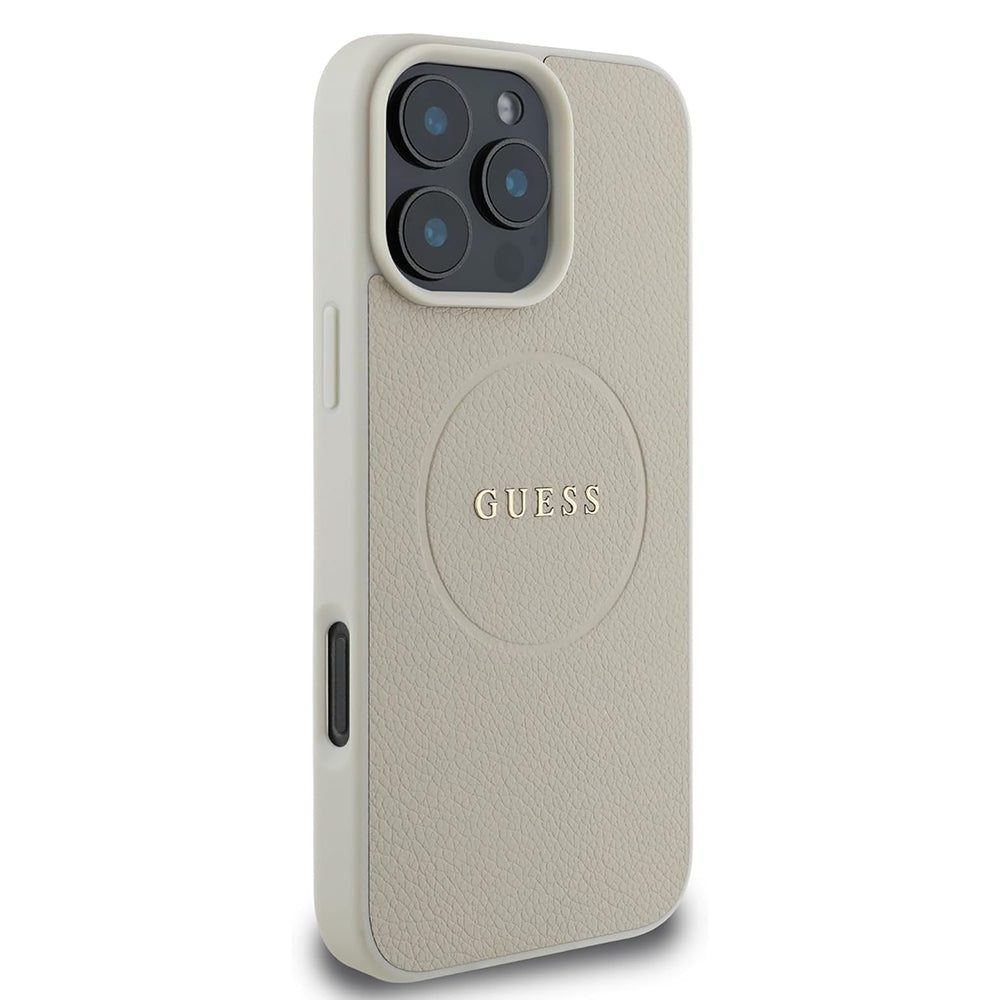 Futrola MagSafe za Apple iPhone 16 Pro, Guess, Grained Gold Ring, Bež