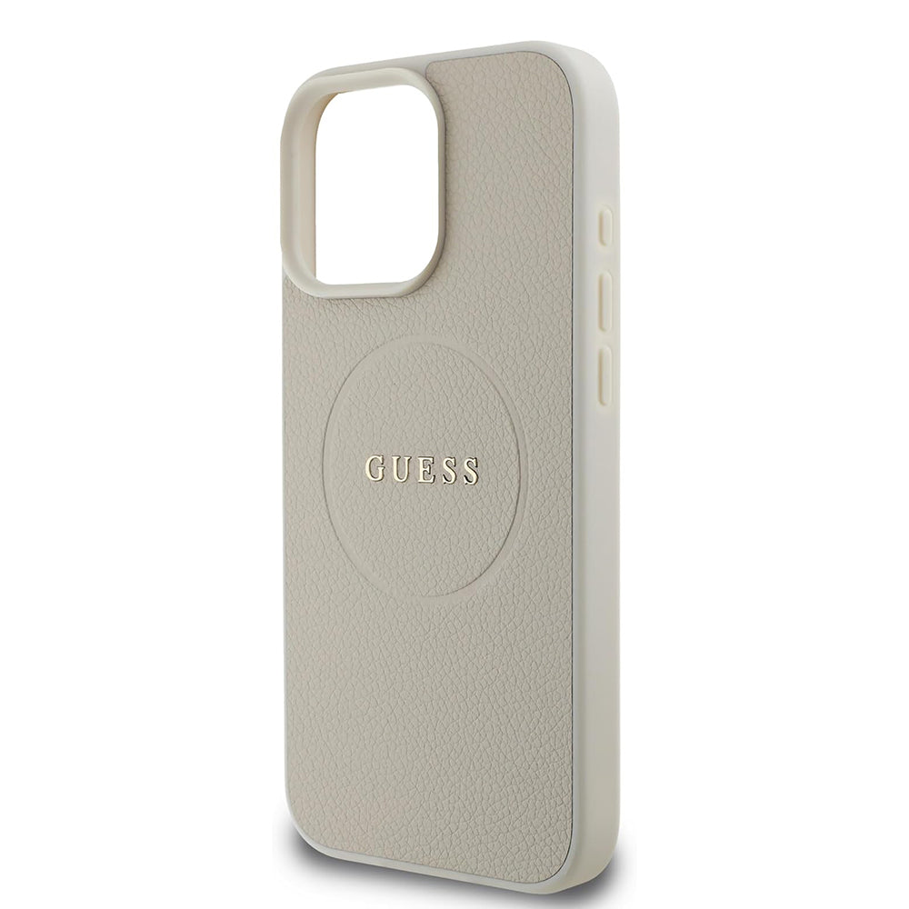 Futrola MagSafe za Apple iPhone 16 Pro, Guess, Grained Gold Ring, Bež