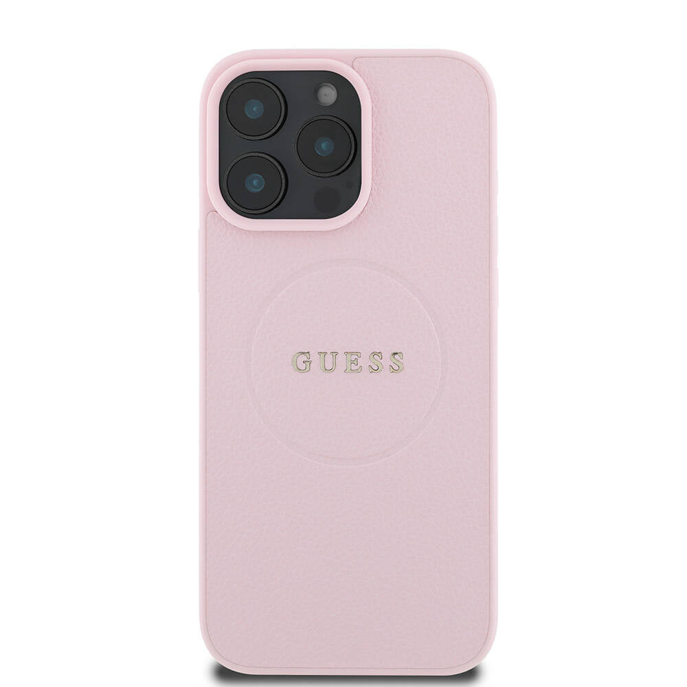 Futrola MagSafe za Apple iPhone 16 Pro, Guess, Grained Gold Ring, Roze