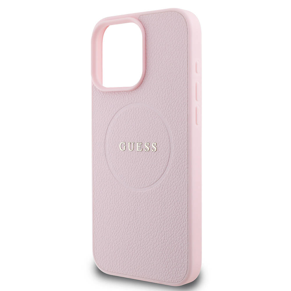 Futrola MagSafe za Apple iPhone 16 Pro, Guess, Grained Gold Ring, Roze