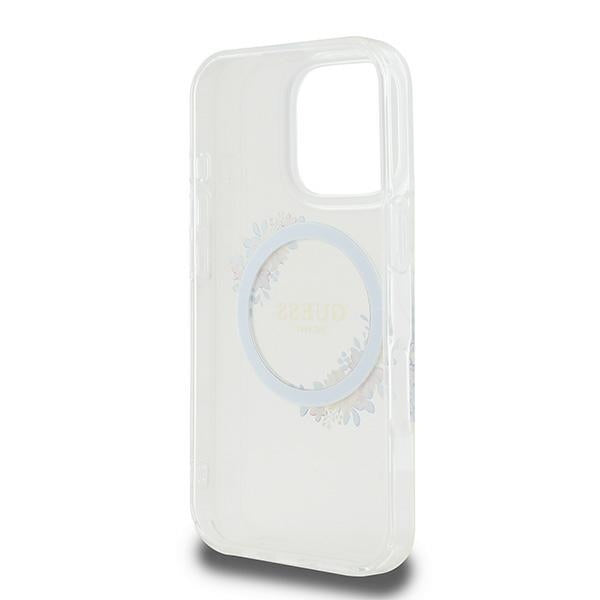 Futrola MagSafe za Apple iPhone 16 Pro, Guess, IML Flowers Wreath, Transparentna